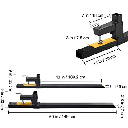 VEVOR 60" Clamp on Pallet Forks, 2000lbs Capacity Tractor Bucket Forks, Heavy Duty Quick Attach Pallet Fork for Bucket Tractor Loader Skid Steer