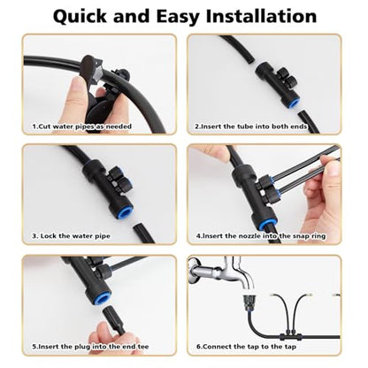 Drip Irrigation System 2 Ports - 360°Adjustable Garden Watering System - size: 50FT