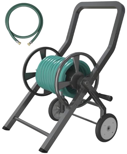 Artigarden Garden Hose Reel Cart with Wheels, Outdoor Water Hose Cart Black