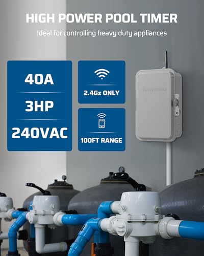 DEWENWILS Pool Pump Timer, Outdoor Smart WiFi Timer Box, 40A 240VAC 3HP - style: 240VAC 3HP