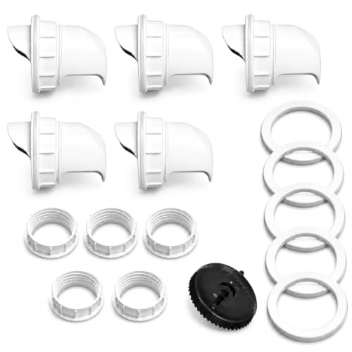 Poultry Pro DIY Chicken Feeder Port Kit - 5 Ports, Weatherproof Seals, Bushings & Hole Saw, PVC Gravity Feeder, Use for Buckets, Barrels, Bins & Troughs, No Waste Chicken Feeders (Bucket NOT Included) - style: Original Feeder 5 Pack