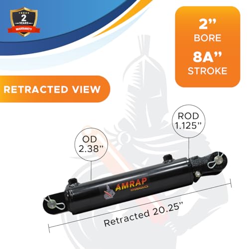 2x8A Hydraulic Cylinder - 2 Bore 8 ASAE Stroke Double Acting Welded Threaded Clevis Hydraulic Cylinder 3500 PSI - size: 2x8A
