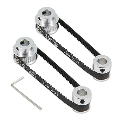 2PCS Set GT2 Synchronous Wheel 20&30 Teeth 8mm Bore Aluminum Timing Pulleys with 2PCS Length 200mm Width 6mm Belt (20-30T-8B-6) - style: 20-30T-8B-6