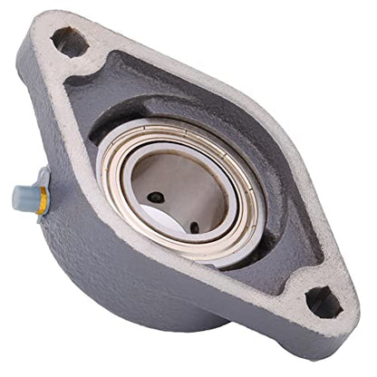[2-Pack] SBFT206-20 - 2-Bolt Flange-Mount Ball Bearing Unit, Insert Bearing SB206-20, Cast Iron Housing FT206, Bore Shaft 1-1/4 in (31.75 mm), Set Screw Locking, 5.8125 in (147.638 mm) Flange Length