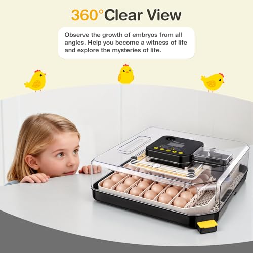 Sailnovo 48 Egg Incubator for Hatching Eggs,Ideal for Farm/School/Lab,Grey - color: Grey
