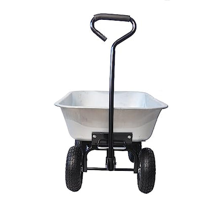 Garden Cart with 10'' Pneumatic Tires for Outdoor Folding Dump Cart with 55L Steel Frame Poly Tray 300LBS Capacity Heavy Duty Rolling Cart for Gardening Yard Work