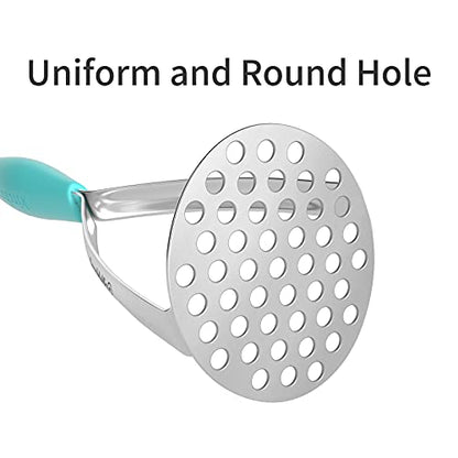 Joyoldelf Heavy Duty Stainless Steel Potato Masher, Professional Integrated Masher Kitchen Tool & Food Masher/Potato Smasher with Silicone Handle, Perfect for Bean, Vegetable, Fruits, Avocado, Meat - color: Blue