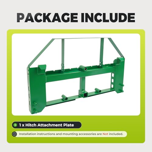 ALMULOO Hitch Attachment Plate, 50" Pallet Fork Frame Compatible with John Deere Tractors and Loaders 2" Receiver Hitch Skid Steer Receiver