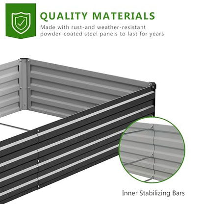 2PCS 8x4x1ft Galvanized Raised Garden Bed Kit, Galvanized Planter Raised Garden Boxes Outdoor, Large Metal Raised Garden Beds for Vegetables,Black - size: 8x4x1(2PCS), style: Black