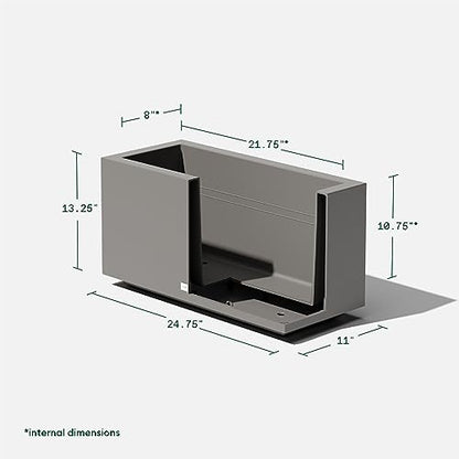 Veradek Block Series Long Box Planter - Rectangular Outdoor Planter - color: Gray, size: Small