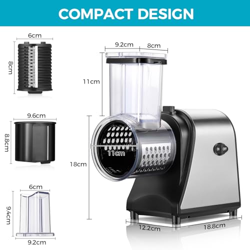 250W Electric Cheese Grater Slicer Shredder 5-in-1 Salad Maker for Kitchen