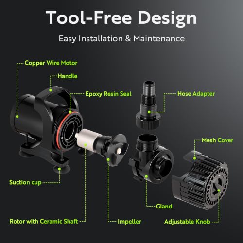 150W Pond Pump, Adjustable Flow 800~2,7800GPH Fountain Pump - size: 150W