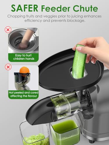 Masticating Juicer Machine 200W Slow Cold Press Extractor for Veggie/Fruit - color: Grey