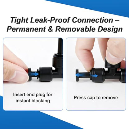 35 Pack Quick Connect 1/4 Inch Drip Irrigation End Plug Fittings, 1/4'' Dripline Goof Plug Connectors for 1/4-Inch Push-to-Fit Drip Tube Fittings for Garden Sprinkler Systems - size: 1/4" Quick Connect Plug-35P