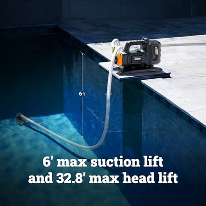 WORX Cordless Water Transfer Pump, 20V Portable Pump, WG830 - style: 20V 5.75 GPM Water Pump With Battery And Charger