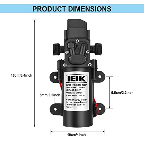 Water Pressure Diaphragm Pump DC 12V 45W Water Pressure Sprayer Pump 4LPM 1.05 GPM 108PSI 147ft Self Priming Pump for Caravan RV Boat Marine Agricultural Spraying Port - color: 12v 45w(1/2")