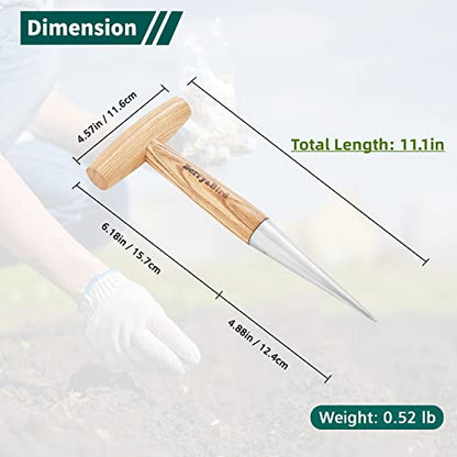 Hand Dibber, Stainless Steel Seed Planter Tool Bulb Planter Tool - size: 4.8''