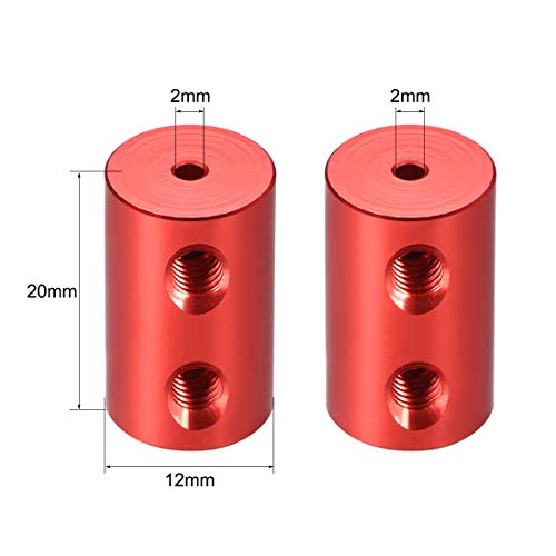 uxcell 2mm to 2mm Bore Rigid Coupling Set Screw L20XD12 Aluminum Alloy 2pcs - size: 2mm to 2mm