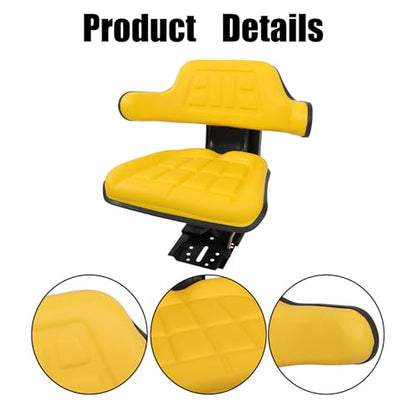 Yellow Adjustable Tractor Suspension Seat Replacement for Tractor 5200 5210 5300 5310 5510 Equipped Integrated Armrest