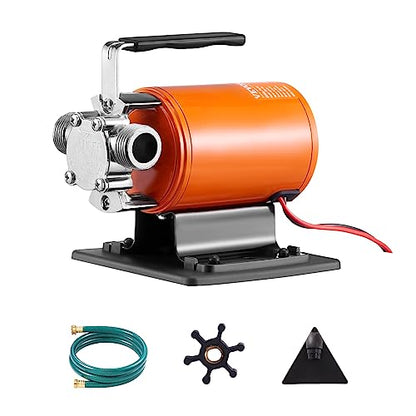 VEVOR Water Transfer Pump 12V, Battery Powered Utility Pump 360 GPH, 1/10HP Portable Electric Water Pump with Switch, 6 ft Suction Hose Kit, For Water Removal, Nonsubmersible