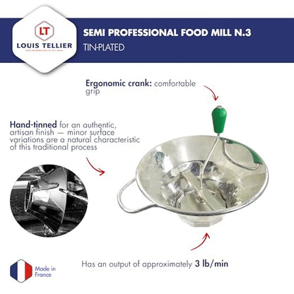 Louis Tellier - Professional Tinned Food Mill & Ricer N.3