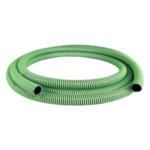 Gloxco Heavy Duty Tiger Green EPDM All Weather Suction Hose, Black Tube, Lime Green Helix, Full Vacuum Suction Rating, 1-1/2" Inside Diameter, Made In USA, 33 ft Length - size: 1-1/2" x 33 Ft