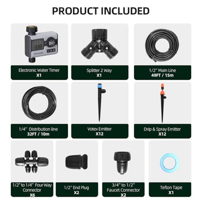 Drip Irrigation System Water Timer Automatic Irrigation Kit DIY Garden - style: drip irrigation kits