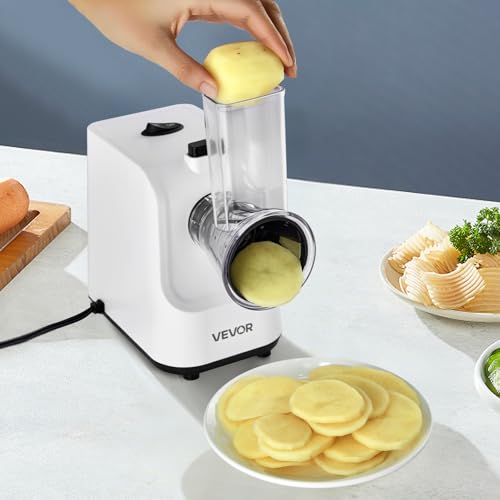 VEVOR Electric Cheese Grater Salad Maker, 200W Salad Shooter, Electric Vegetable Slicer Shredder Chopper for Fruits with 5 Attachments, Stainless Steel Food Cutter for Vegetables, and Cheeses - size: Electric-Salad-Stainless Steel