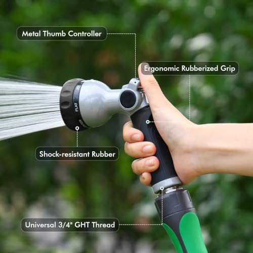 RESTMO Water Hose Nozzle, Metal Garden Sprayer, Medium Duty, Leak-proof - color: Black