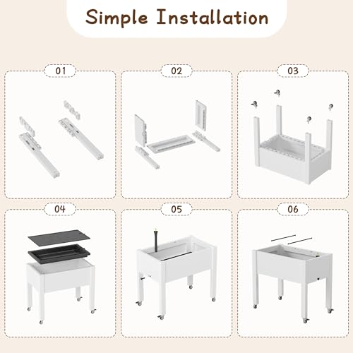 Raised Garden Bed with Wheels, Resin Elevated Planter Box, Ashen - color: Ashen, size: 26.3" H