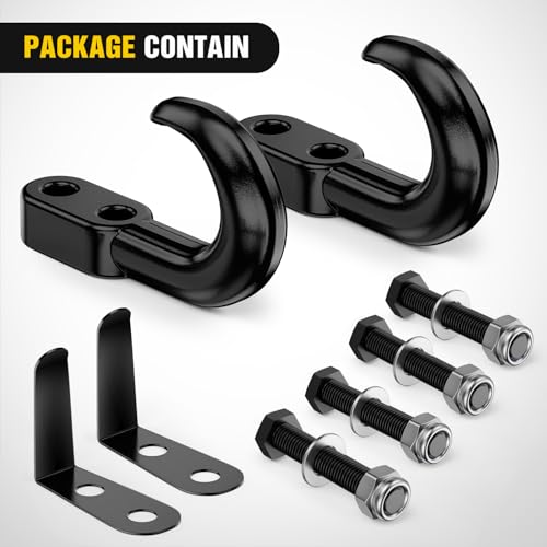 Nilight 2Pcs Bolt-On Tow Hooks with Spring Clip 10,000LBS 2Pcs Black Forged Recovery Tow Hooks Compatible with Jeep Ford Dodge Chevy GMC Toyota Pickup Truck - color: Bolt-On Tow Hooks