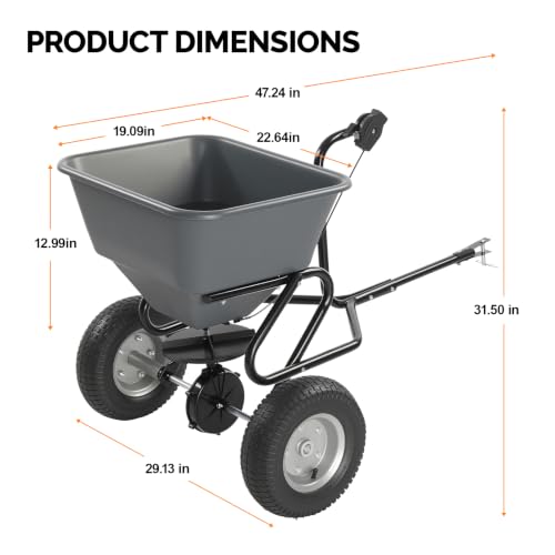 VINGLI 110LB Fertilizer Spreader Tow-Behind w/ 11.4" Tire & 10 Drop Rate