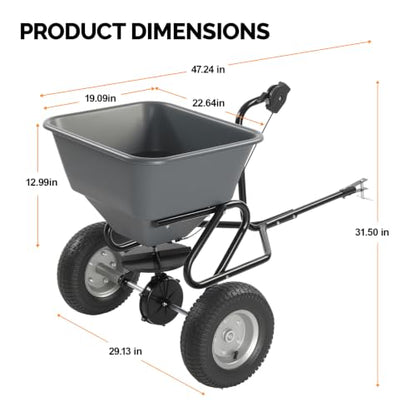 VINGLI 110LB Fertilizer Spreader Tow-Behind w/ 11.4" Tire & 10 Drop Rate