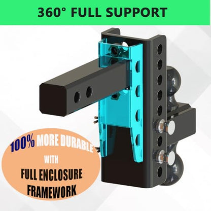 Zero-Noise Adjustable Trailer Hitch for 2 Inch Receiver - 6 Inch Drop/Rise - color: Red, size: 6 Inch Drop/Rise