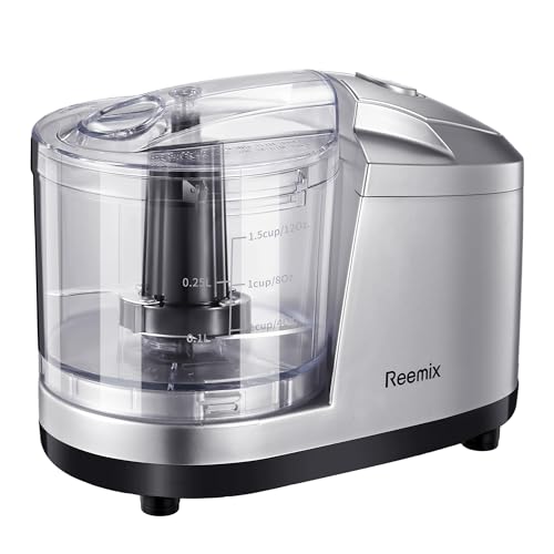 Reemix 1.5-Cup Electric Food Chopper, 100W Mini Food Processor Meat Grinder - color: Silver