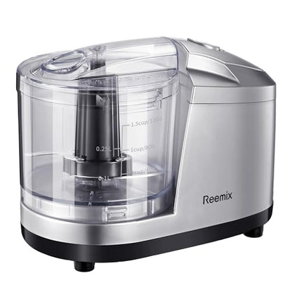 Reemix 1.5-Cup Electric Food Chopper, 100W Mini Food Processor Meat Grinder - color: Silver