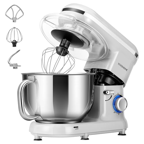 VIVOHOME Stand Mixer, 6-Quart Tilt-Head Kitchen Mixer with Bowl, Silver - color: Silver