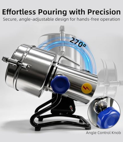 Electric Grain Mill 400g with Adjustable Lockable Angle for Wheat, Spices - size: 400g