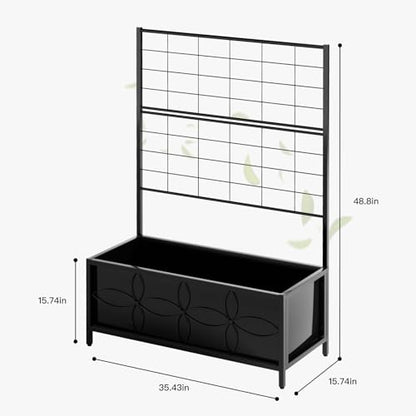 Zhongma Sturdy Raised Garden Bed with Trellis (15.75 x 35.43 x 48.8 in) for Vegetables Flower, Planter Box for Backyard Patio Balcony - size: 15.75 x 35.43 x 48.8 in