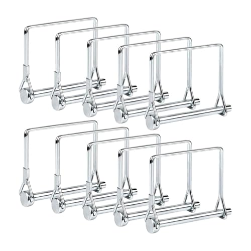 10 Pack Trailer Coupler Pins 1/4" x 3-5/32", Zinc-Plated Steel Latch Hitch Pins for Trailer Tongue, Safety Towing Accessories, RV, Boat, Lawn Mower, Tractor – Replacement Pin Kit - size: 1/4" x 3-5/32"