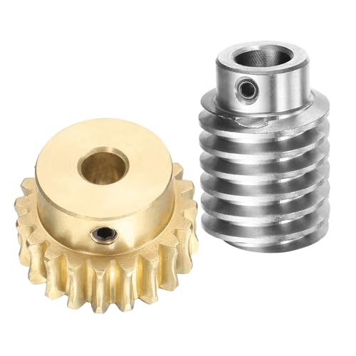 uxcell Worm Gear Set 20T 1.5 Module 20:1 Reduction Rate, Right Rotation Drive Gear Box Wheel Reduce Transmission Part (Brass Gear-8mm Bore, #45 Steel Rod 12mm Bore) - size: 8mm x 12mm