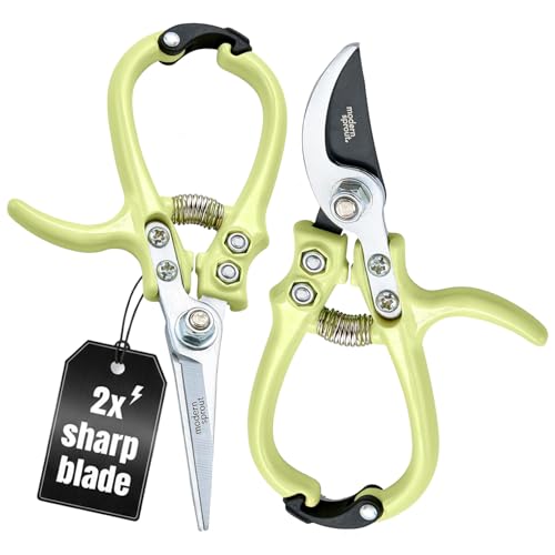 Modern Sprout Hand Pruners+Shears Set w/Blister -Gardening Tools-Chartreuse - color: Chartreuse