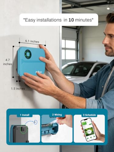 Smart Sprinklers Controller WiFi, Irrigation Controller Easy Use App Enabled, 4 Zone + 16 Plans, Save Water Auto Skip Rain, Freeze & Wind, 10 Minutes Install - color: Light Blue