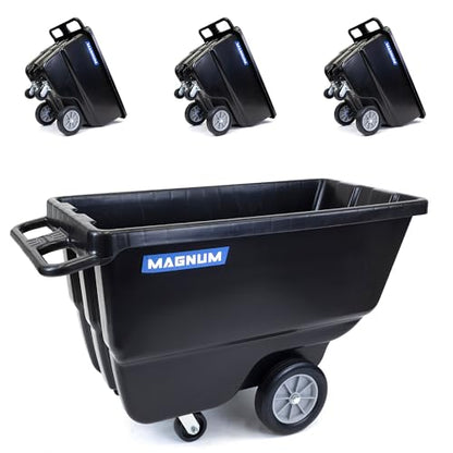Tilt Truck, 1/2 Cu. Yd. Capacity Dump Cart with Heavy Duty 12” Wheels & 5” Casters for Handling, Transporting on Construction Jobsites, 750 lbs, Trash Cart with Wheels DUC12A-04PK (4-Pack) - size: Heavy-Duty Wheels, style: No Frame