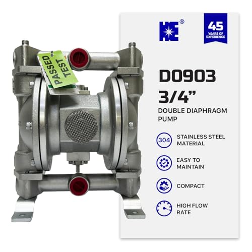 COSMOSTAR D0903 3/4" Double Air Diaphragm Pump, Aluminum Body, Teflon Ball, seat and Diaphragm, Pump Muffler, Pump, Chemical Pump, Waste Oil Pump, Pneumatic Oil Pump, Diaphragm Pumps - size: D0903 3/4" Aluminum