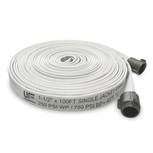 1-1/2" x 100 FT EPDM Rubber Single Jacket Fire Hose, NST/NH - size: 1-1/2" x 100 FT