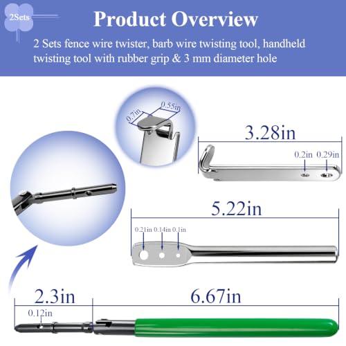 2 Sets (8 Pcs) Fence Wire Twister, for Securing T/U/Y/Round-Posts Clips - style: 2 Sets