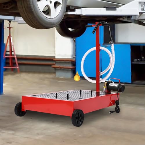 17 Gallon Oil Drain Pan with 120W Electric Pump & 8 Ft Hose Low Profile Oil Drain Tank Oil Drain Cart with Foldable T-Handle, Oil Change Pan for Car, SUV, Truck - size: C-17 Gallon Oil Drain Pan 120W Electric Pump