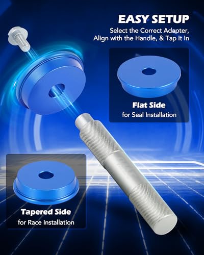 OMT Bearing Press Kit, Bearing Race & Seal Driver Set, Seal Installer Set | 43pc Wheel Bearing Press Kit with 23 Metric & 16 SAE Adapters, Bushing Driver Set with 4 Handles for Bearing Installation - size: 10-81 mm & 3/8 to 1-3/8 in.