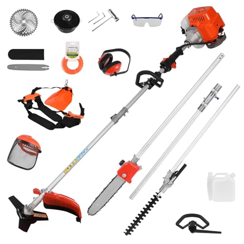 5 in 1 Weed Eater Combo, 52CC 2-Cycle Gas Hedge Trimmer&Brush Cutter Tools - size: 5-in-1